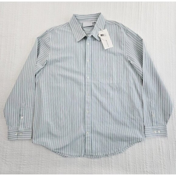 High Quality 100% Cotton Shirt Men's XL Green Stripe Plenum Studio NWT MSRP$90 - Picture 1 of 16